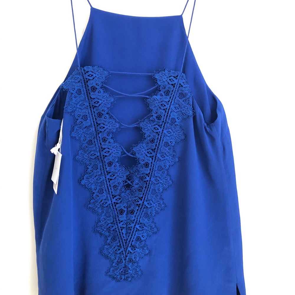 Cami NYC Top Charlie Charmeuse Calypso Blue Size L